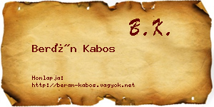 Berán Kabos névjegykártya